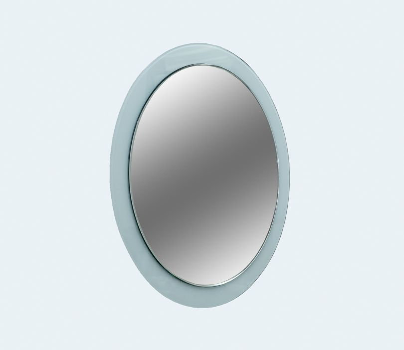 Franklins Silver Round Mirror with Black Laquer Glass and White LED light - Image 3