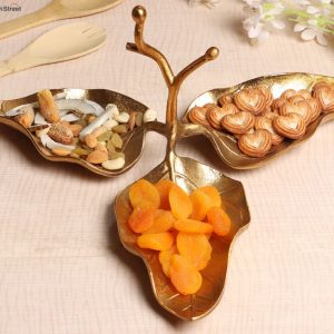 Gold Aluminum 3 Leaf Decorative Platter